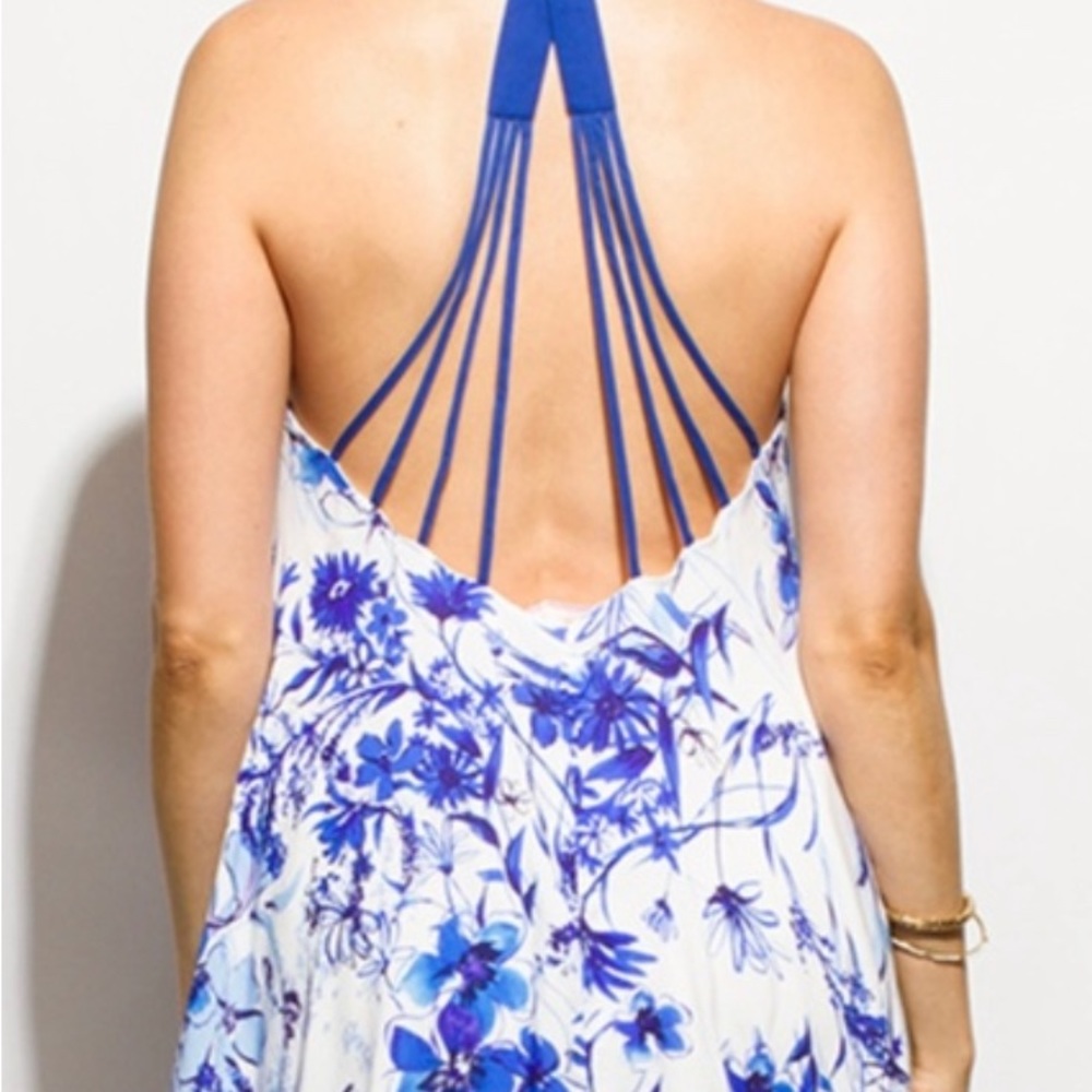 HALTER BACKLESS BOHO SWING MINI SUN DRESS